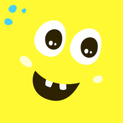 Background with cartoon monster face.