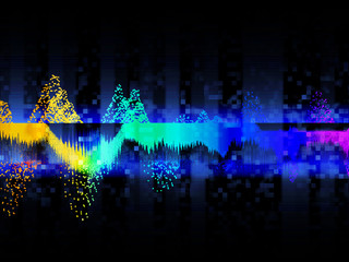 Color music abstract background. Equalizer showing sound wave. Technology and science background concept.