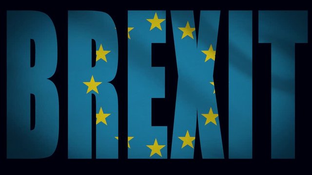 Brexit political title logo flame animation filled text about Britains exit from the European Union
