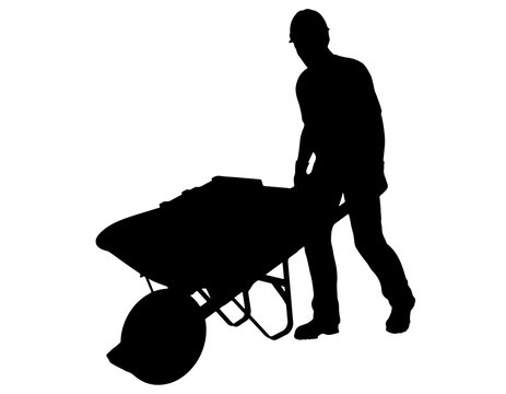 recommend clip art: Construction Worker Pushing Wheelbarrow
