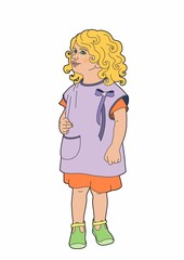 Little girl with green shoes