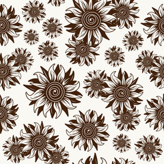 Seamless pattern with sunflower image