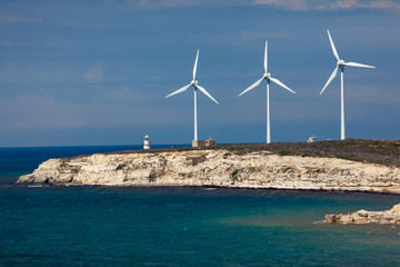 Wind turbines, Bozcaada, Turkey