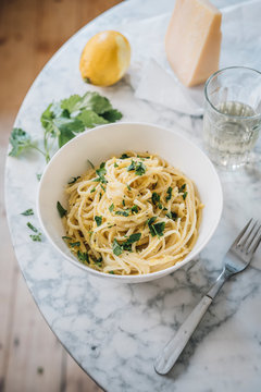 Food: Tagliatelle al limone with cheese and parsley