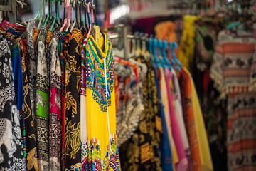 Woman dresses and pants in Thai market