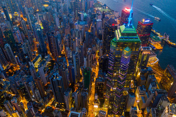 Top down view of Hong Kong city at night