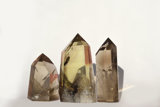 Three crystals  on white background