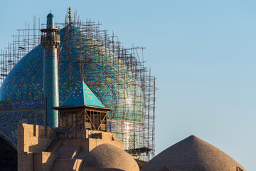 Old iranian mosque under construction in Isfahan, Iran