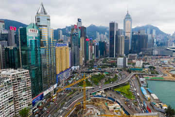 Aerial view of Hong Kong commercial district