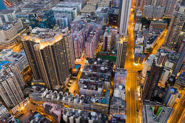 Fototapeta na wymiar Top view of Hong Kong city at night
