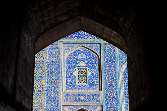 Lights and shadows inside Shah Mosque in Isfahan, Iran