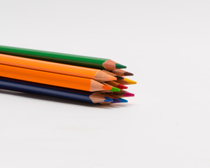 set of colored pencils on a white background, isolated. back to school