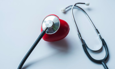 stethoscope and red heart symbol of health day and good healthy life