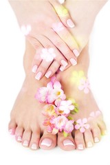 Relaxing pink manicure and pedicure