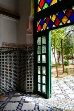 multi colored glass window in building