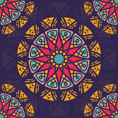 Seamless pattern background with boho style mandala
