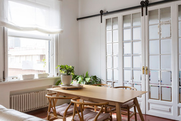View of a simple bright dinning room - obrazy, fototapety, plakaty