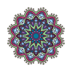 Colorful mandala pattern design with darker colors