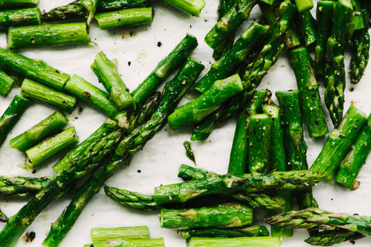 Fresh roasted Asparagus on Parchment