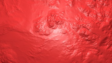 3D illustration of abstract volume background, coral red colored jelly liquid with waves.