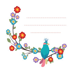 Lovely notepad template with bird and flower design