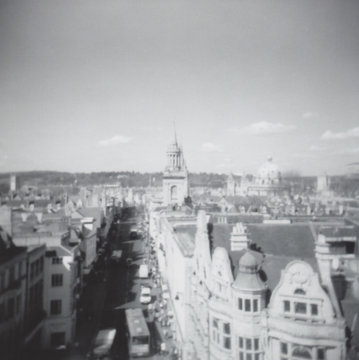 Black and white film photo taken in Oxford