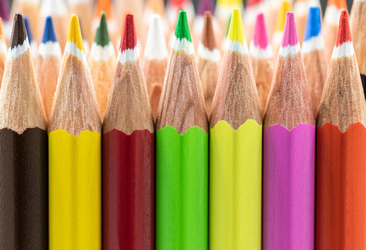 Color pencil pile closeup