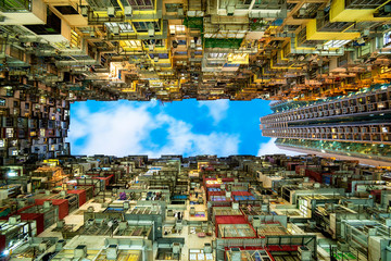 Residencial buildings facades in Hong Kong