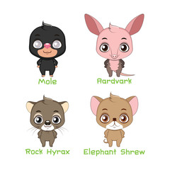 Set of various mixed animal species