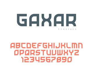 Latin uppercase alphabet letters and numbers. Abstract font. Vector illustration