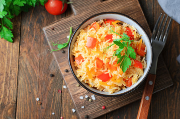 Bell Pepper and Carrot Rice, Tasty Homemade Rice with Vegetables