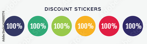 100 Off Sale Discount Sticker Round Promotion Sale Set Offer 100 Percent Price Vector Illustration Wall Mural Irina