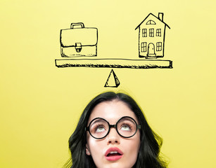 Work and life balance with young woman wearing eye glasses