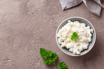 Bowl with homemade cottage cheese