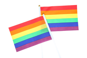 Rainbow flags on white background
