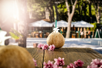 Coconut drink and summer time 