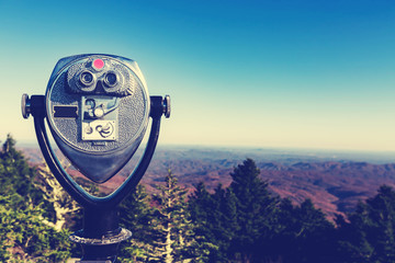 Coin-operated binoculars looking out over the Blue Ridge Moutains, NC