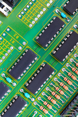 Electronic board design, Motherboard digital chip. Tech science background.