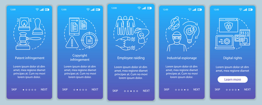 Ethical issues onboarding mobile app page screen vector template