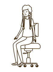 woman with sitting in office chair avatar character