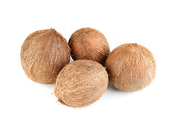 Ripe coconuts isolated on white background