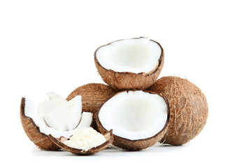 Ripe coconuts isolated on white background