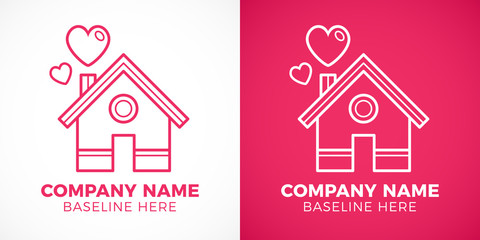 Fototapeta premium House and hearts, home love, logo or icon concept