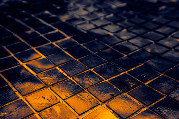 Beautiful closeup textures abstract tiles and black gold and yellow color glass pattern wall...