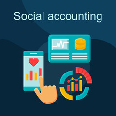 Social accounting flat concept vector icon