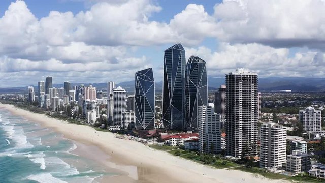 Sunny view of Broadbeach skyline on the Gold Coast
