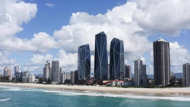 Sunny view of Broadbeach skyline on the Gold Coast