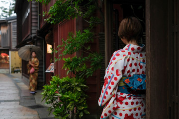 Woman in an old house and yukata