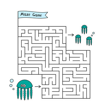 Cartoon Jellyfish Maze Game