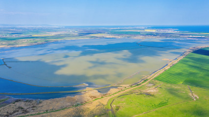Aerial view of salt pans near Burgas.